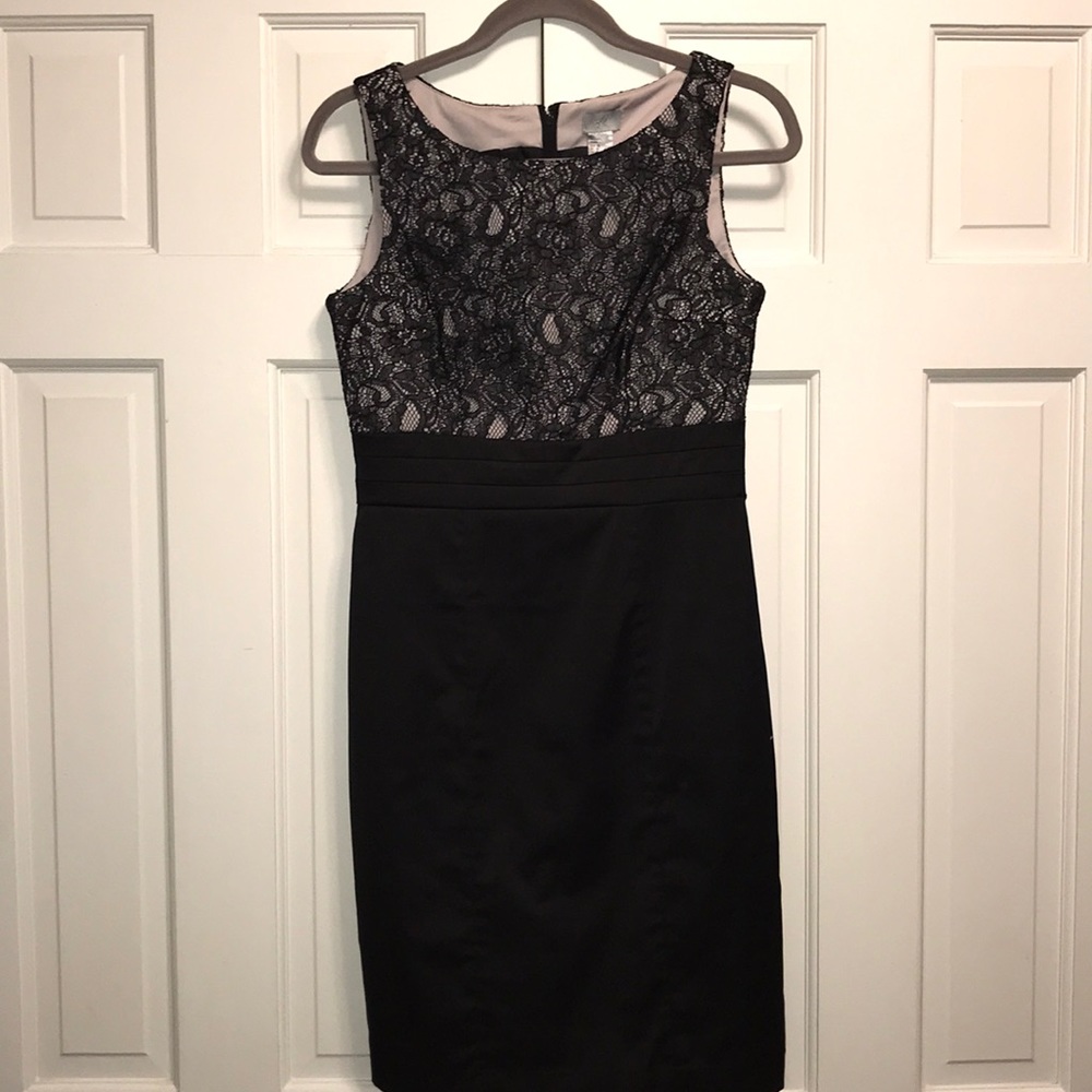 H&M Black Bodice Lace Shift Dress Size 8